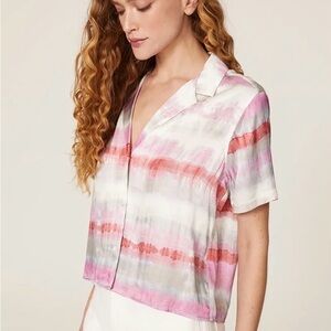 Rails tie dye poly silk blouse short sleeve size Small